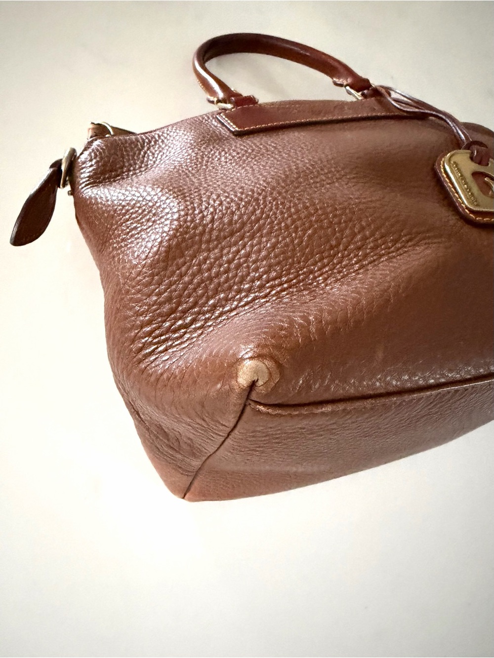 DOONEY & BOURKE•British tan pebble leather satchel crossbody bag - Picture 8 of 13